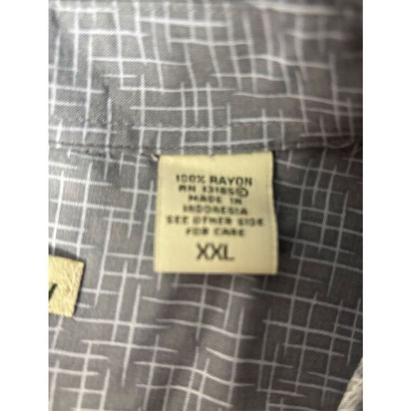 Batik Bay Shirt Men 2XL XXL Blue Cream Palm Tree Pineapple Hawaiian Rayon - Picture 7 of 7